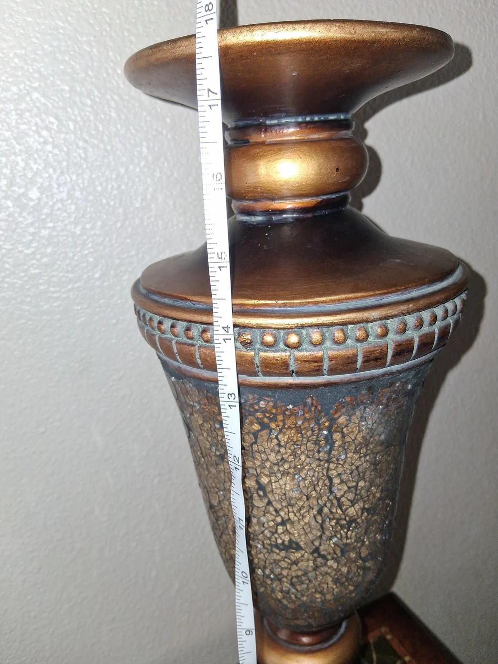 Antique-Style Gold and Bronze Decorative Urn Accent Statement Piece Easel Decor